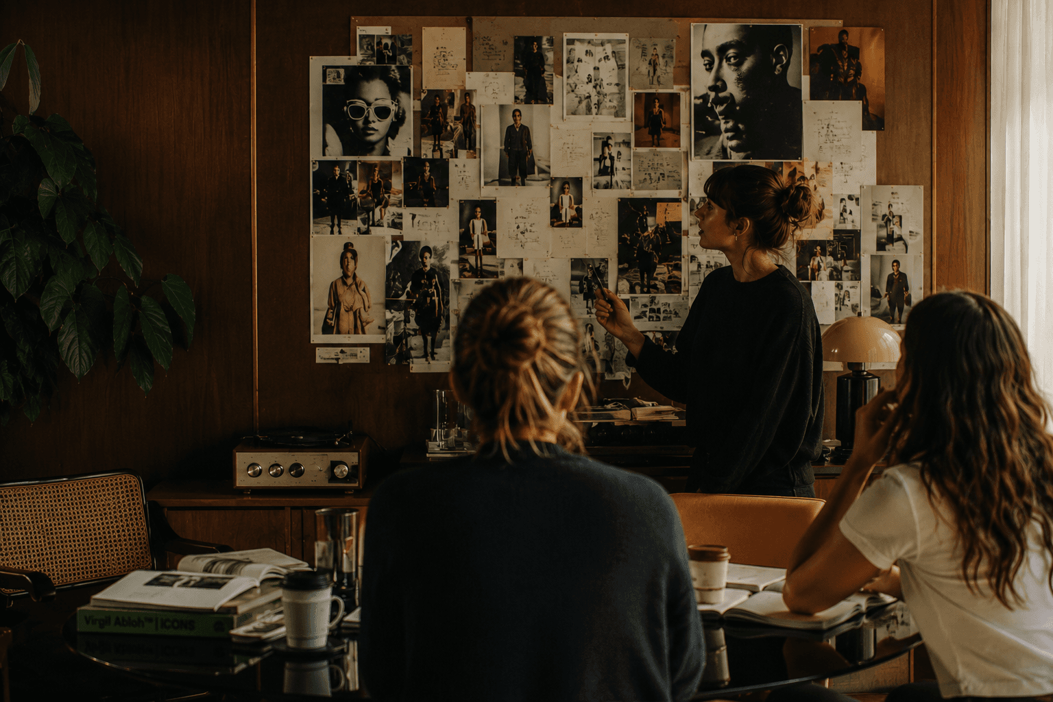 Team reviewing a moodboard of reference photography